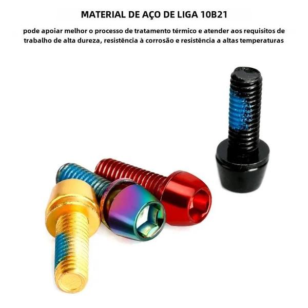 Imagem de Parafusos de Pinça de Freio a Disco para Bicicleta - Aço Inoxidável com Banho de Titânio (6 Unidades)