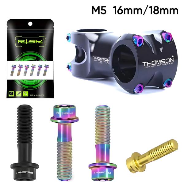 Imagem de Parafusos de Titânio para Bicicleta (6 Peças) - M5x16mm e M5x18mm - Cores Variadas