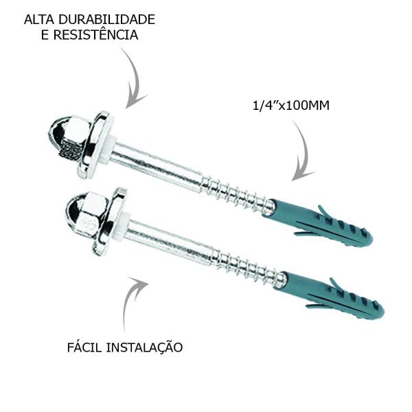 Imagem de Parafusos Fixação Tanque 1/4"x100mm Aço 1020 Cromado Esteves