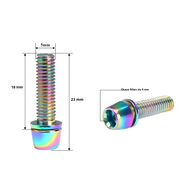 Imagem de Parafusos para Guidão de Bicicleta - Aço Inoxidável com Banho de Titânio M5 x 18mm (6 Peças)