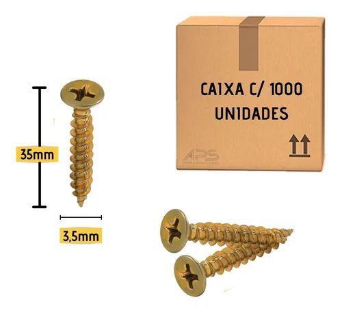 Parafusos para madeira chipboard chata 3,5 x 35 - c/ 1000 - BELENUS Imagem de Parafusos para madeira chipboard chata 3,5 x 35 - c/ 1000