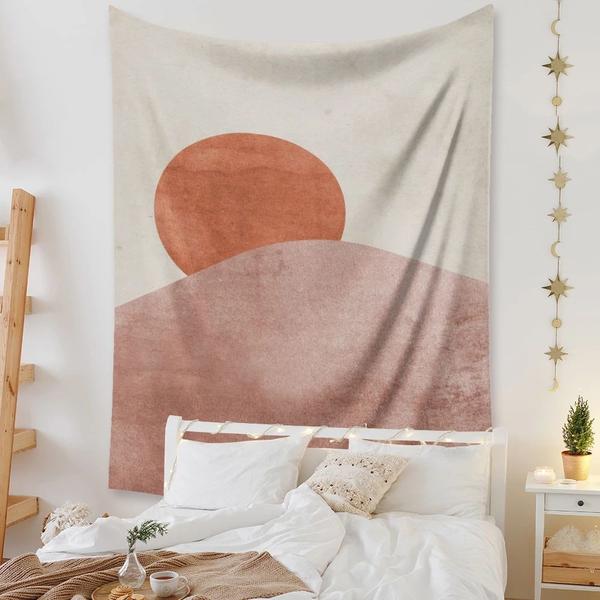 Imagem de Parede de tapeçaria da Lua Rosa pendurada na teiaria celestial boêmia de parede hippie tapetes de parede Dorm Decor Boho Home Decoração Tapeçarias Decorativas