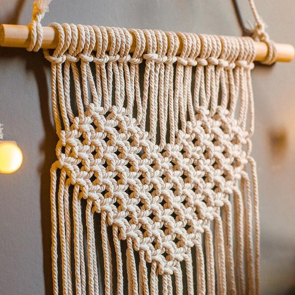 Imagem de Parede tecida mão de coração pendurado bohemian tapeçaria Macrame Wall Decor Handmade Chic Decor Wedding Decoração Boho Tapisserie Tapeçarias Decorativas