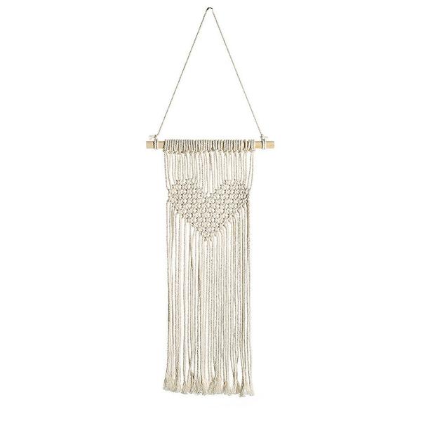 Imagem de Parede tecida mão de coração pendurado bohemian tapeçaria Macrame Wall Decor Handmade Chic Decor Wedding Decoração Boho Tapisserie Tapeçarias Decorativas