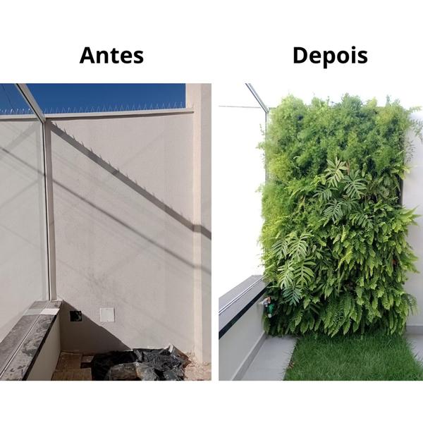 Imagem de Parede Verde Em Feltro Plantas Naturais 1m X1m 20 Bolsos