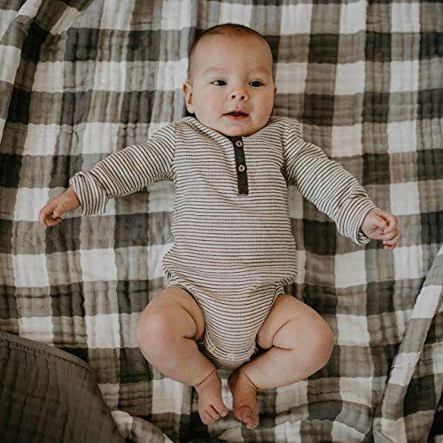 Imagem de Parker Baby Muslin Blanket - 100% Soft Cotton Baby Quilt and Kids Blanket - Unisex, Gender Neutral - Gray Buffalo