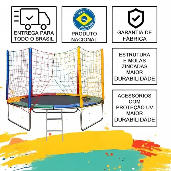 Imagem de Parque de Diversões em Casa: Cama Elástica 2,44m + Piscina de Bolinha 1,00m + 500 Bolinhas + Escorrega Médio + 3x Gangorra 1 Lugar