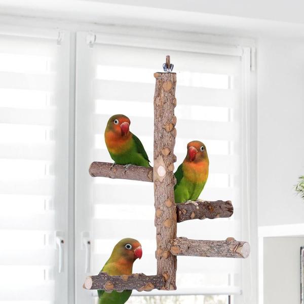 Parrot Stand Wokex Wooden Bird Climbing Ladder Perches Toy Imagem de Parrot Stand Wokex Wooden Bird Climbing Ladder Perches Toy
