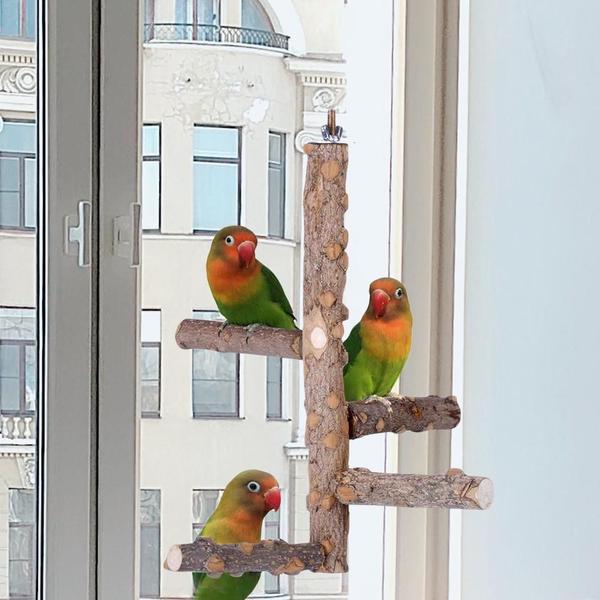 Parrot Stand Wokex Wooden Bird Climbing Ladder Perches Toy Imagem de Parrot Stand Wokex Wooden Bird Climbing Ladder Perches Toy