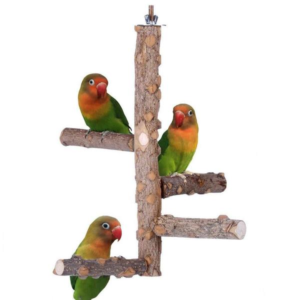 Parrot Stand Wokex Wooden Bird Climbing Ladder Perches Toy Imagem de Parrot Stand Wokex Wooden Bird Climbing Ladder Perches Toy