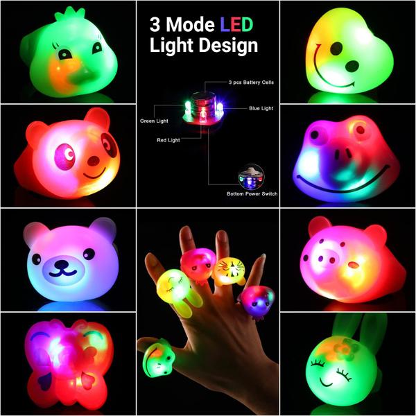 Imagem de Party Favors Mikulala LED Light Up Rings para crianças, pacote com 36