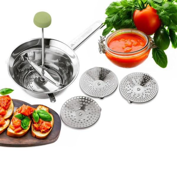 Passa Verdura Italiano molho de tomate purê de batata profissional em Inox Ghidini Importado para fazer molhos caseiros e purê profissional Imagem de Passa Verdura Italiano molho de tomate purê de batata profissional em Inox Ghidini Importado para fazer molhos caseiros e purê profissional