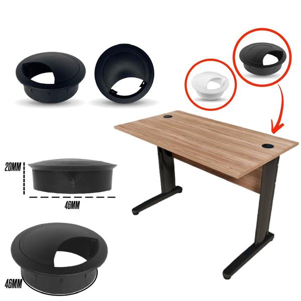 Imagem de Passador de Fio 46mm Preto para Furo de Mesa  Jogo com 10 Peças