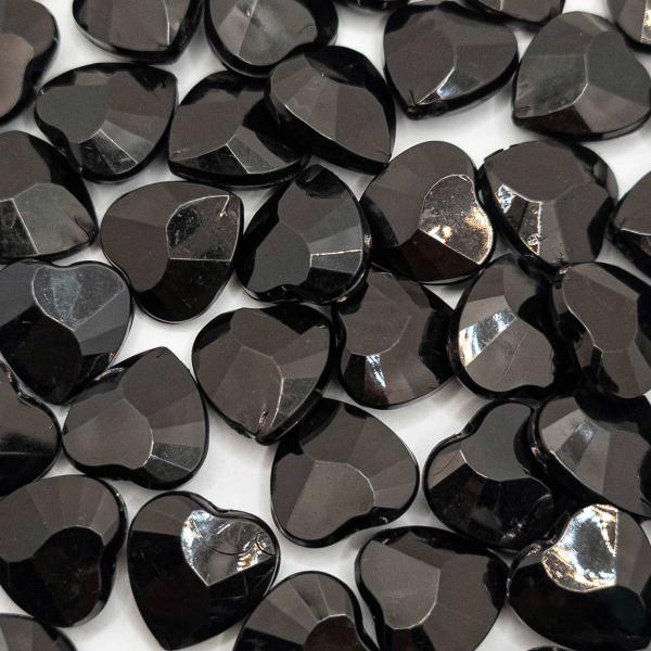 Passante Coração Facetado Acrílico Preto15x15mm 50pçs 50g - Macall Imagem de Passante Coração Facetado Acrílico Preto15x15mm 50pçs 50g