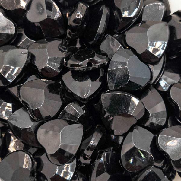 Passante Coração Facetado Acrílico Preto15x15mm 50pçs 50g - Macall Imagem de Passante Coração Facetado Acrílico Preto15x15mm 50pçs 50g