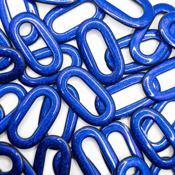Imagem de Passante  Fivela Oval Plástico Azul com Glíter 36x20mm 5pçs 10g
