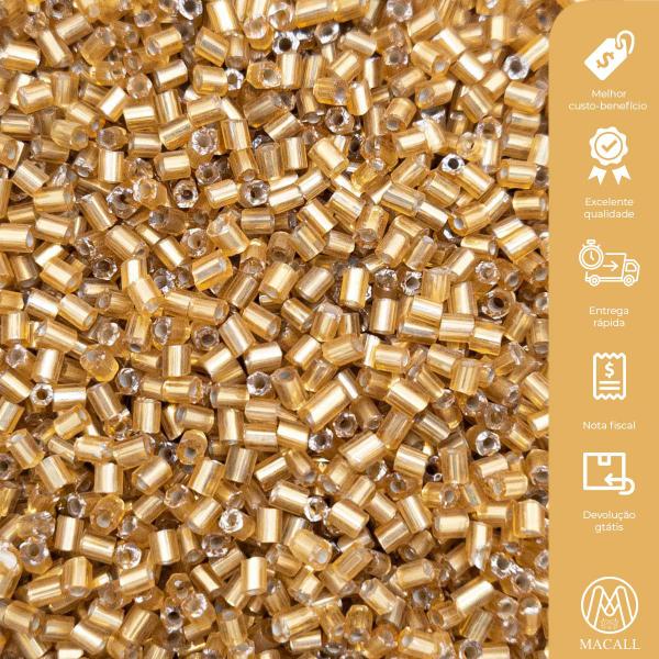 Passante Vidrilho Tubo Vidro Dourado 2mm 12000pçs 150g - Macall Imagem de Passante Vidrilho Tubo Vidro Dourado 2mm 12000pçs 150g