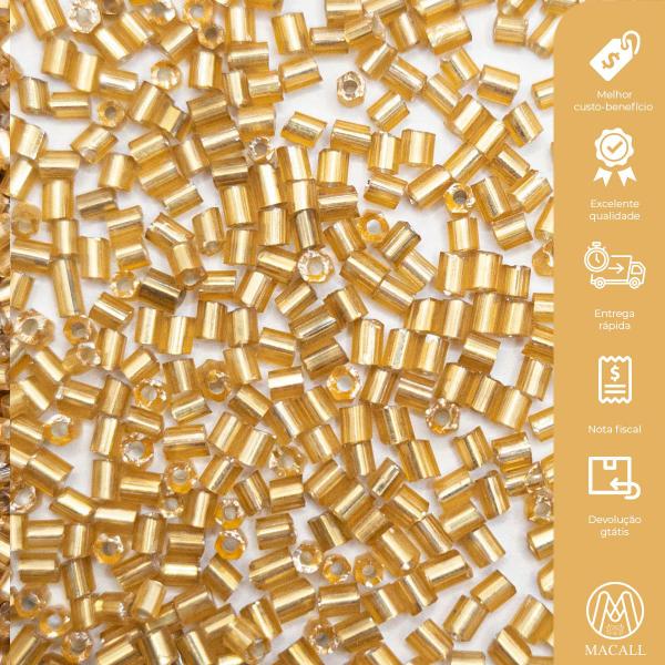Passante Vidrilho Tubo Vidro Dourado 2mm 12000pçs 150g - Macall Imagem de Passante Vidrilho Tubo Vidro Dourado 2mm 12000pçs 150g