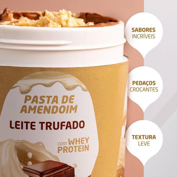 Imagem de Pasta Amendoim Whey Protein Sabor Leite Trufado Zero Açúcar