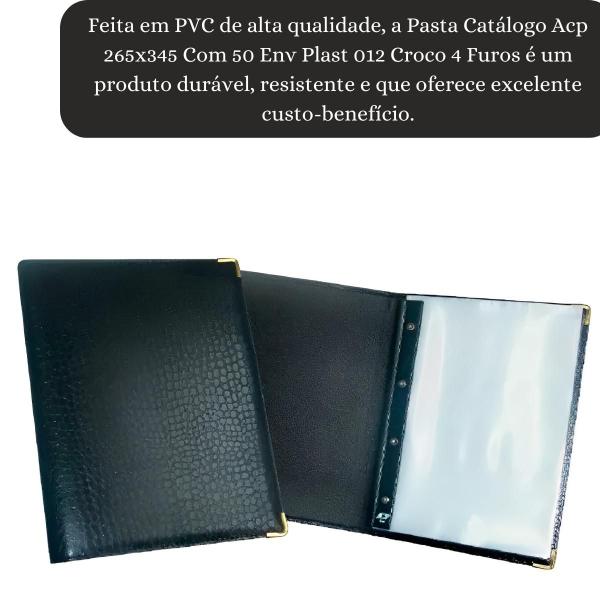 Imagem de Pasta Catálogo Acp 265x345 Com 50 Env Plast 012 Croco 4 Furos