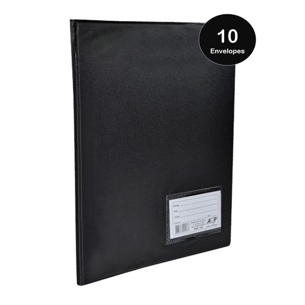 Imagem de Pasta Catálogo com 10 Envelopes PVC com Visor frontal ACP Ideal para organizar armazenar documentos papéis música fotos