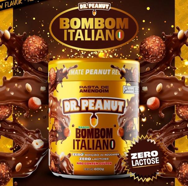 Pasta de Amendoim (600g) - Sabor: Bombom Italiano - Dr Peanut Imagem de Pasta de Amendoim (600g) - Sabor: Bombom Italiano