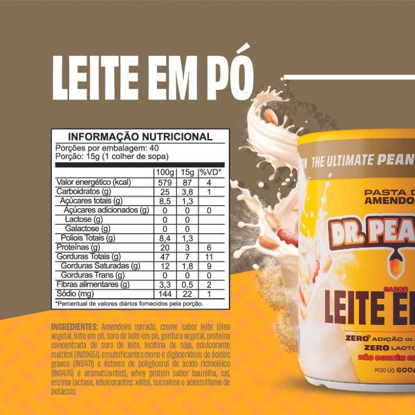 Imagem de Pasta de Amendoim Com Whey Dr Peanuts Diversos Sabores 600g