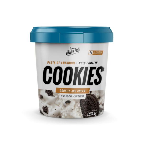 Pasta De Amendoim Com Whey Protein 1,010kg Cookies and Cream - - Shark Pro Imagem de Pasta De Amendoim Com Whey Protein 1,010kg Cookies and Cream -