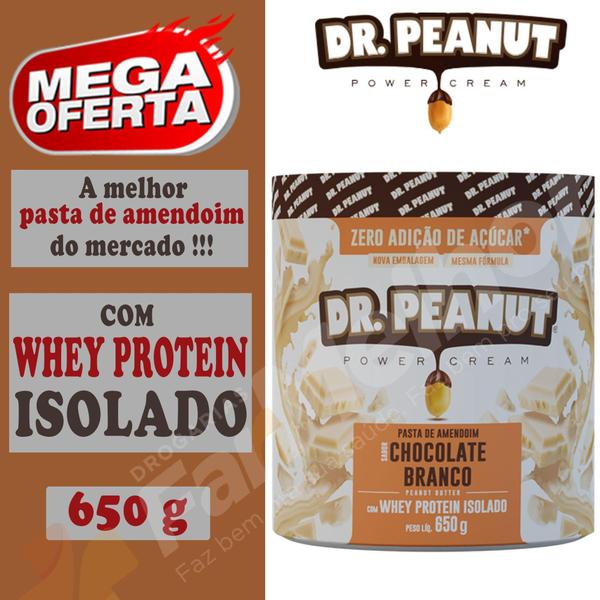 Imagem de Pasta De Amendoim Dr Peanut Com Whey Isolado Chocolate Branco 650g