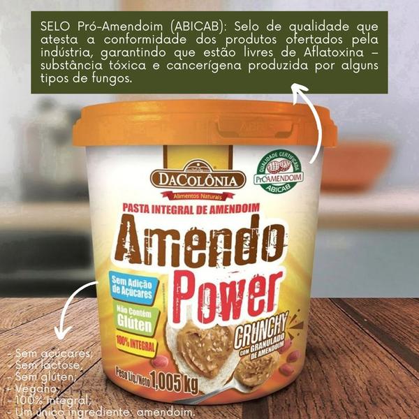 Imagem de Pasta de Amendoim Integral Amendo Power Crunchy Pote 1,005kg DaColônia