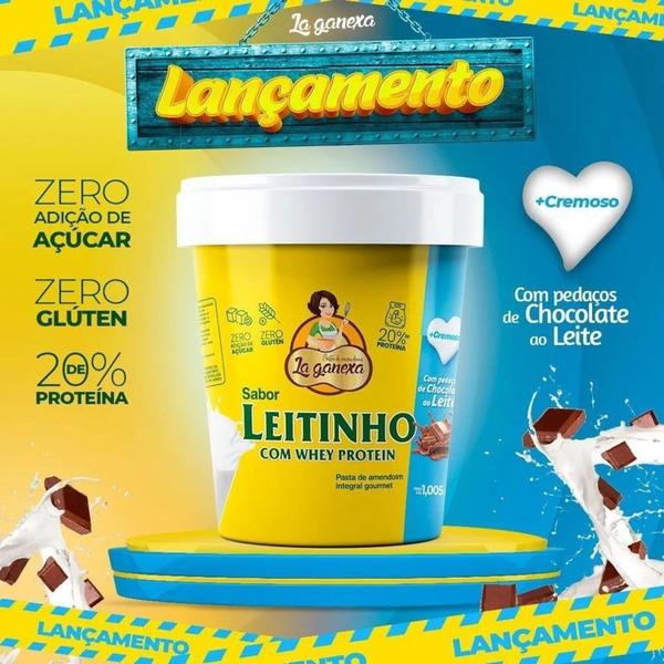 Imagem de Pasta De Amendoim Leitinho Com Whey Protein 1kg Lançamento La Ganexa