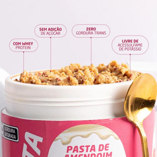 Imagem de Pasta de amendoim whey com whey nutrata morango 600g