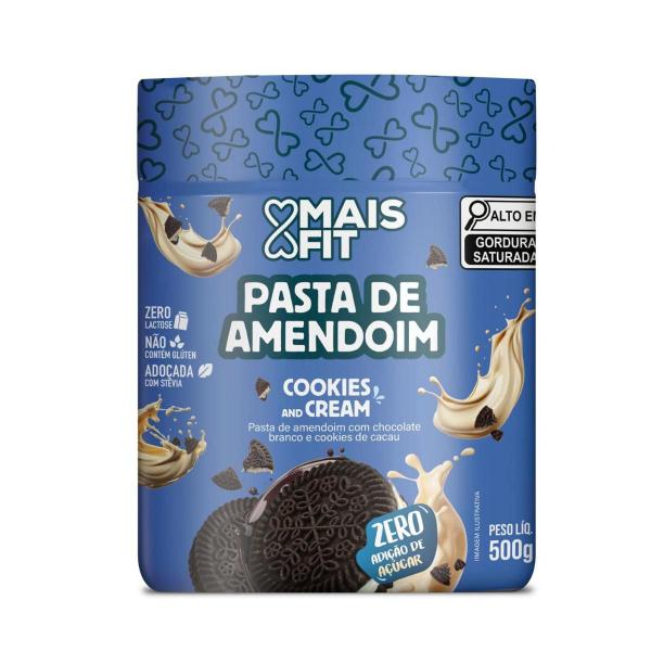 Pasta de Amendoim Zero Açúcar Cookies And Cream MaisFit 500g Imagem de Pasta de Amendoim Zero Açúcar Cookies And Cream MaisFit 500g