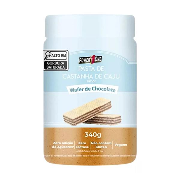 Imagem de Pasta De Castanha De Caju Sabor Wafer De Chocolate Vegano 340g Power1One