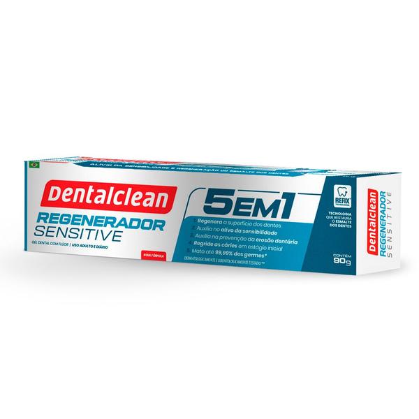 Imagem de Pasta de Dente Gel 90g Regenerador Sensitive Cárie Sensíveis Creme Dental Dentalclean