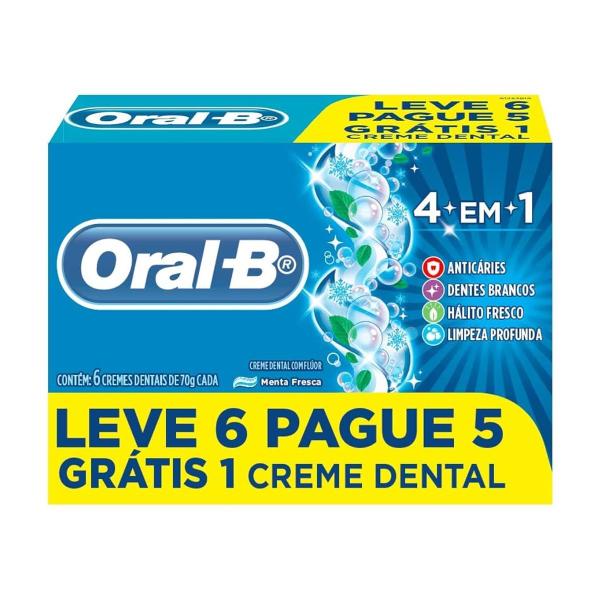 Imagem de Pasta De Dente Oral-B 4 Em 1 Menta Fresca 6 Unidades 70g Cada Oral-B