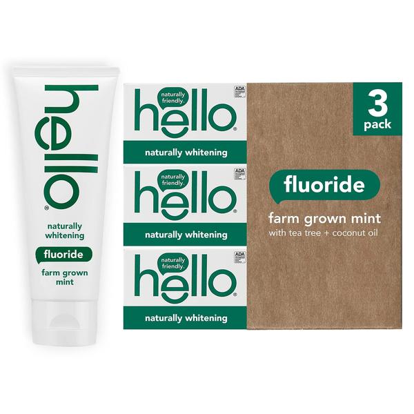 Imagem de Pasta de dentes hello Naturally Whitening com hortelã 140 mL x3