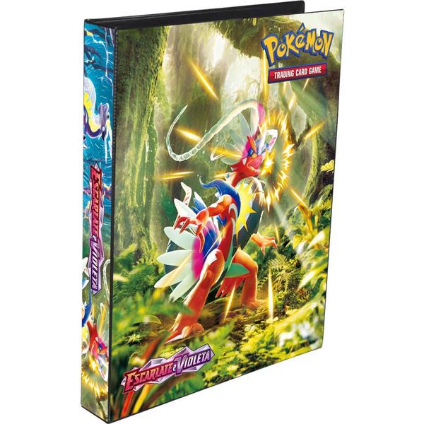 Imagem de Pasta Fichário Álbum Cartas Cards Pokémon Escarlate Violeta Koraidon Miraidon 4 Argolas 10 Folhas