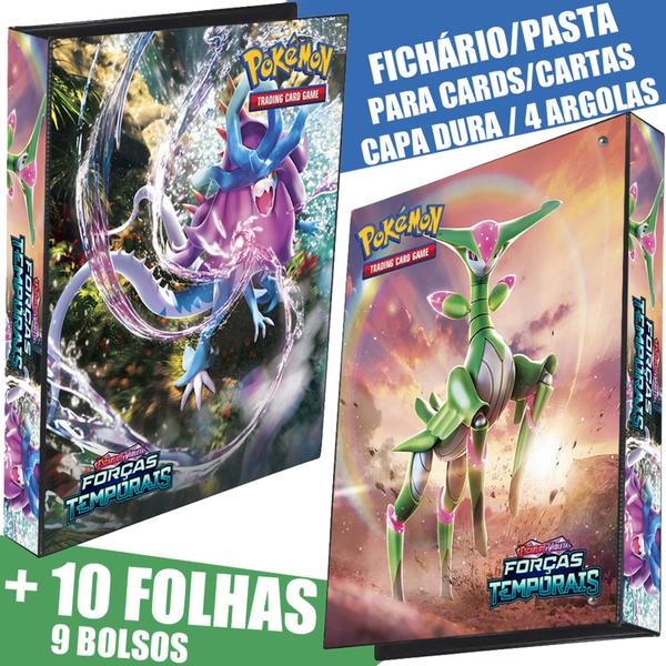 Imagem de Pasta Fichário Álbum Pokémon Forças Temporais Capa Dura com 10 folhas 9 bolsos para Cards Cartas