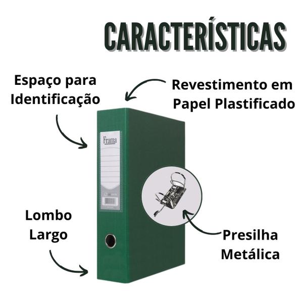 Imagem de Pasta Fichário AZ Registradora Ofício Largo Verde Kit 4un Ideal para Escritórios Arquivo Organização de Documentos