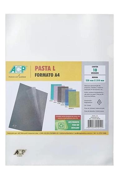 Imagem de Pasta L Transparente A4 Acp Com 100 Unidades