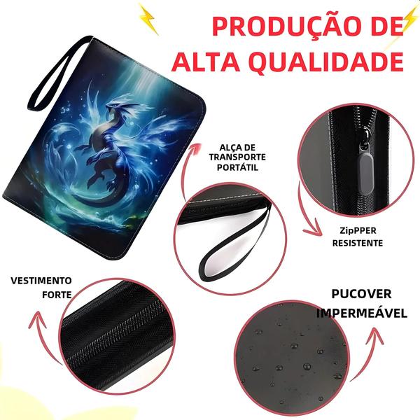 Imagem de Pasta para Cartões de 400 Bolsos com 50 Mangas Removíveis - Álbum Portátil com Zíper