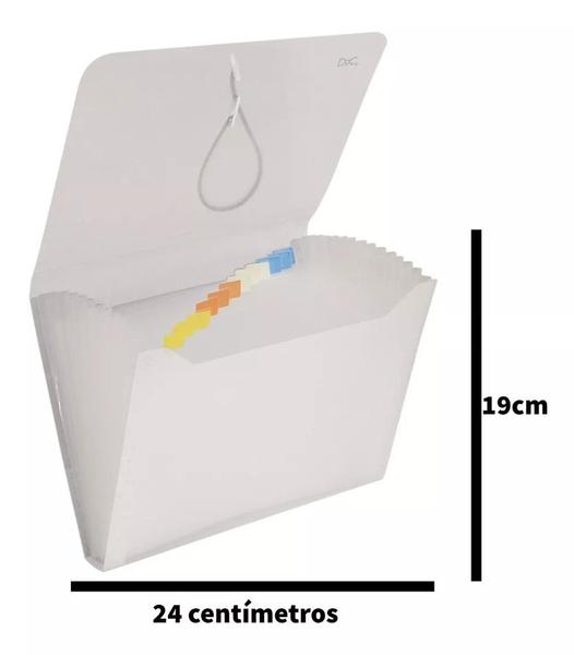 Imagem de Pasta Sanfonada Média 19x24cm Plástica Duplicata de 12 Divisórias para Armazenar e Proteger Contas, Documentos e Papéis