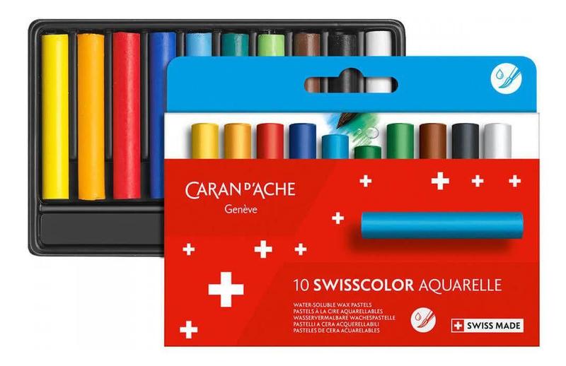 Imagem de Pastel Aquarelável Wax Swisscolor 10 Cores Caran D'ache