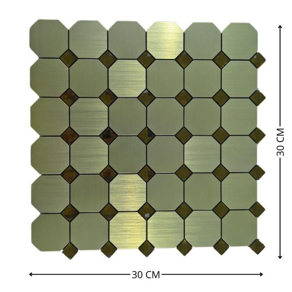 Imagem de Pastilha Adesiva Aluminio Decoração Banheiro Cozinha Dourado
