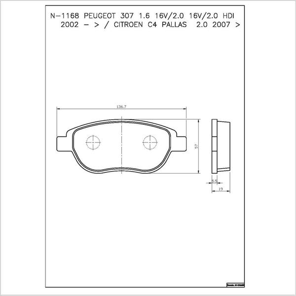 Imagem de Pastilha de Freio Cobreq N-1168 Peugeot 307 de 2001 até 2012