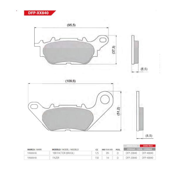 Imagem de Pastilha de Freio Diafrag - Yamaha Factor 125 (09~) Fazer 150 (14~) - Dianteira - Orgânica (Urban)