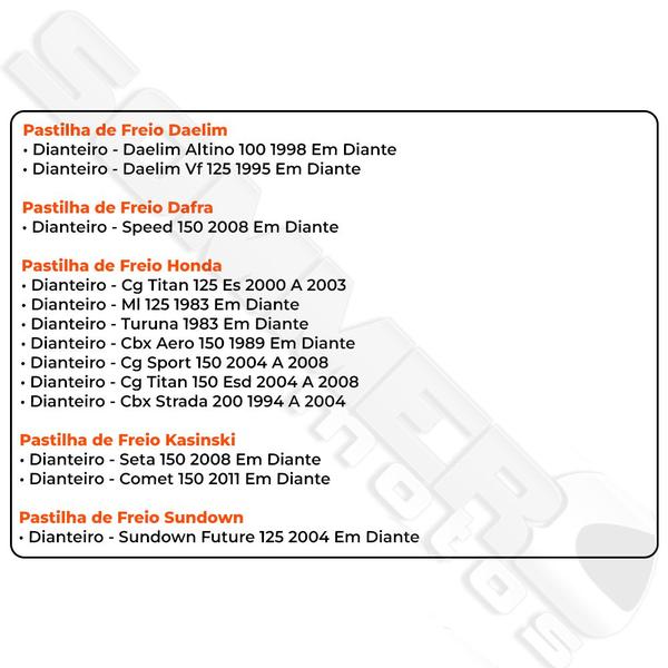 Imagem de Pastilha De Freio Dianteiro Cg Titan 150/ Cg Titan 125/ Cbx 150 Aero/ Cbx 200 Strada/ Cg Titan 150 Sport 2004 a 2008