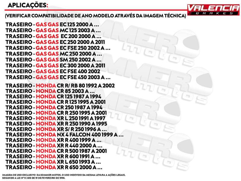 Imagem de Pastilha de Freio Traseira Honda xr l 250 1991 a 1997 Valencia (V03)