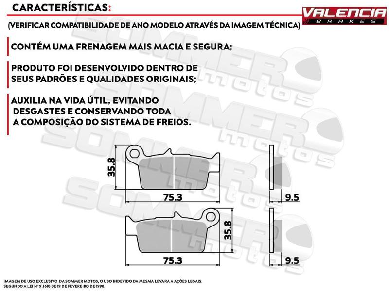 Imagem de Pastilha de Freio Traseira Honda xr r 600 1991/... Valencia (V03)